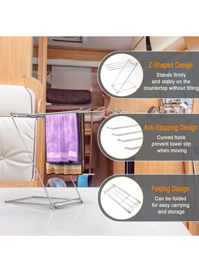 Seropy Kitchen Towel Holder, 4-Arm Kitchen Towel Rack for Drying Dishcloths Hand Towels, Foldable Free Standing Hand Towel Holder for Countertop Bathroom Kitchen Organization RV Essentials, 2 Pack - Image 4
