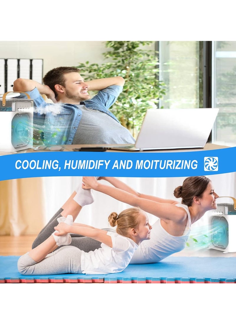PRIMO PLUS - Portable Air Conditioner Fan Mini Evaporative Air Cooler with 7 Colors LED Light 1/2/3 H Timer 3 Wind Speeds and 3 Spray Modes for Office Home Dorm - Image 1