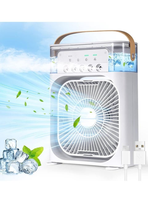 Portable Air Conditioner Fan Mini Evaporative Air Cooler with 7 Colors LED Light 1/2/3 H Timer 3 Wind Speeds and 3 Spray Modes for Office Home Dorm