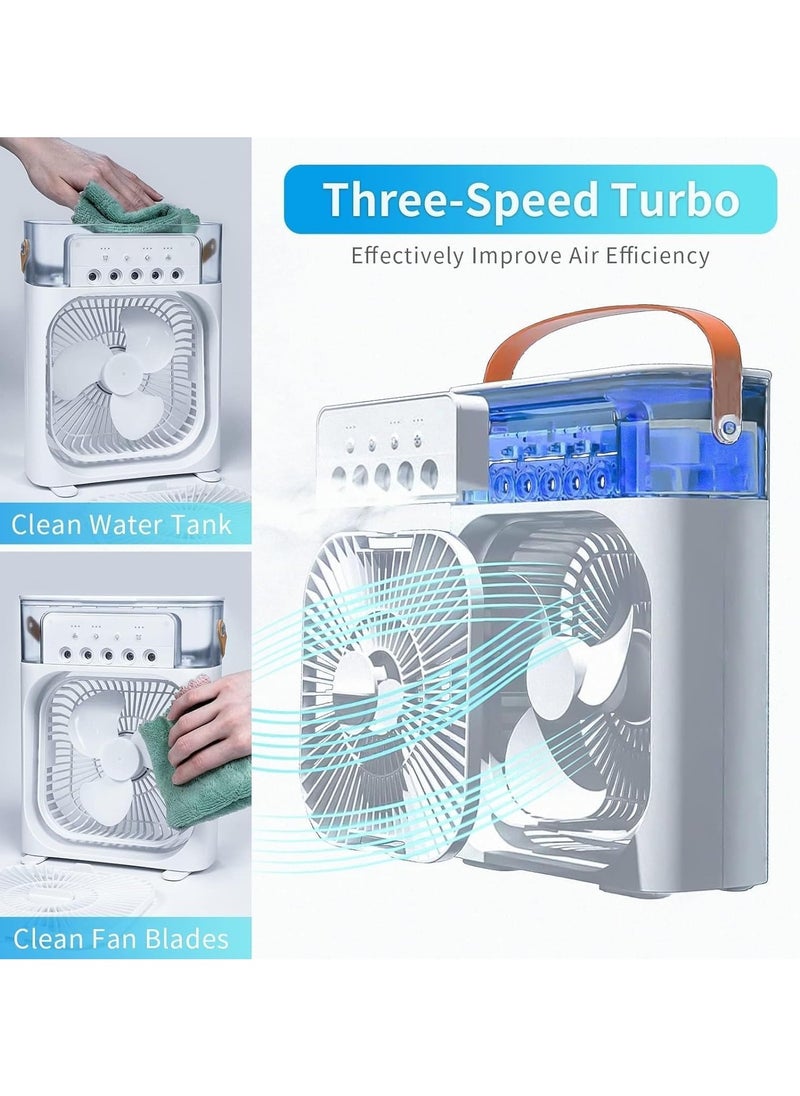 PRIMO PLUS - Portable Air Conditioner Fan Mini Evaporative Air Cooler with 7 Colors LED Light 1/2/3 H Timer 3 Wind Speeds and 3 Spray Modes for Office Home Dorm - Image 1