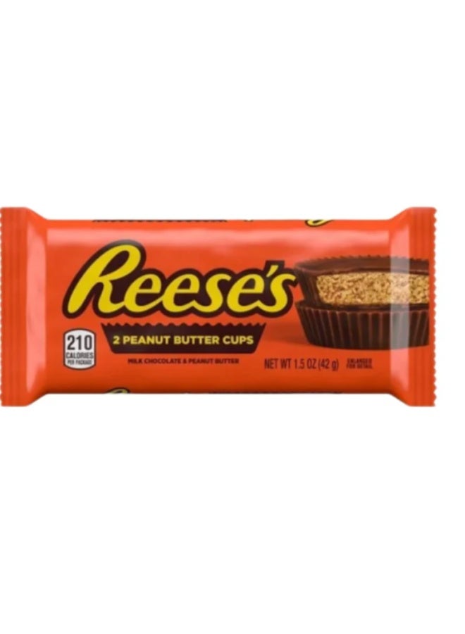 Reese's Peanut Butter Cups - Pack of 2 x 42g - Perfect Blend of Milk Chocolate & Creamy Peanut Butter - Iconic Imported Snack - Double Cup Pack - Image 1