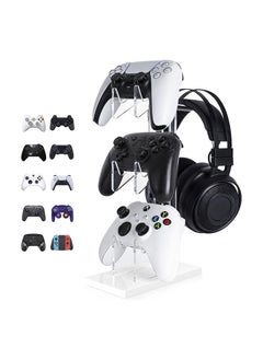 SYOSI حامل وحدة تحكم عالمي من 3 طبقات وحامل سماعة رأس لجهاز PS5 PS4 Xbox ONE Switch STEAM، ملحقات ألعاب حامل وحدة التحكم، قم ببناء حصون لعبتك (أبيض)  - Image 1