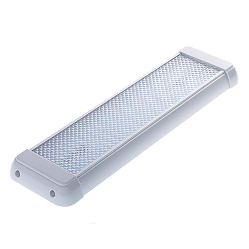 Raycharm مصباح سقف داخلي LED لقارب رايشارم RV، 14.2" × 3.9" هيكل من الألمنيوم، 6000K أبيض بارد للإضاءة في المساحات الكبيرة، سحب أمبير منخفض عالي الإنتاج، مفتاح تشغيل/إيقاف، 12V-24V DC، عبوة واحدة - Image 2