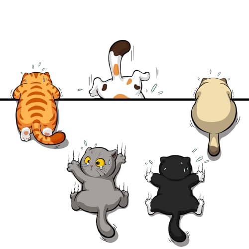 Fsforcar 5Pcs Scratch Cat Vinyl Car Stickers, Multi-Color Cats Scratch Cover Funny Bumper Decals for Auto, Truck, Motorcycle, Helmet (Large) - Image 1