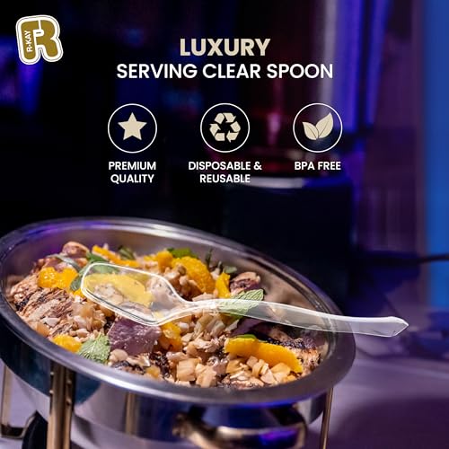 R-kay 18 Pcs Clear Plastic Serving Utensils Set - 6 Clear Plastic Serving Spoons, 6 Tongs And 6 Forks - Heavy Duty Disposable Serving Utensils Set For Parties - Image 5
