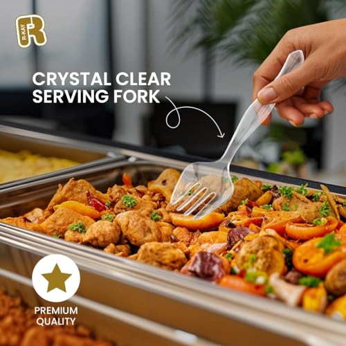 R-kay 18 Pcs Clear Plastic Serving Utensils Set - 6 Clear Plastic Serving Spoons, 6 Tongs And 6 Forks - Heavy Duty Disposable Serving Utensils Set For Parties - Image 3