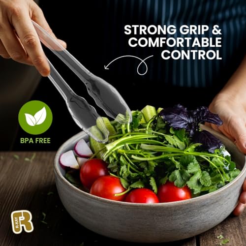 R-kay 18 Pcs Clear Plastic Serving Utensils Set - 6 Clear Plastic Serving Spoons, 6 Tongs And 6 Forks - Heavy Duty Disposable Serving Utensils Set For Parties - Image 2