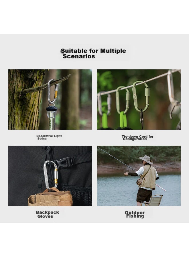 PELLIOT Outdoor D-Shaped Hook, Aluminum Alloy Hook, Portable Water Bottle Keychain, Backpack Safety Buckle, 16406841, Smoky Gray - Image 4