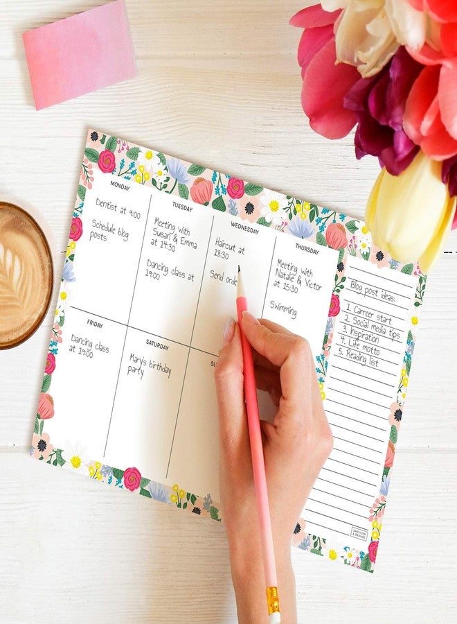Sweetzer & Orange Floral Weekly Planner 2026, Undated Sheets To Do List Notepad, 7x10” Day Desk Note Pad Easy to Tear, School and Home Checklist Productivity Organizer, Work and Daily Planner - Image 4