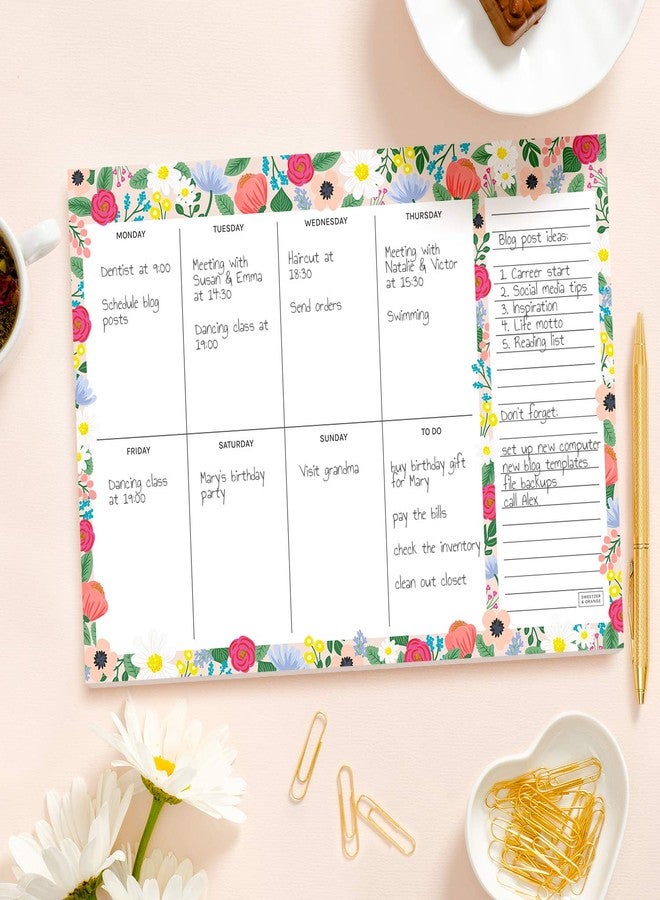 Sweetzer & Orange Floral Weekly Planner 2026, Undated Sheets To Do List Notepad, 7x10” Day Desk Note Pad Easy to Tear, School and Home Checklist Productivity Organizer, Work and Daily Planner - Image 3