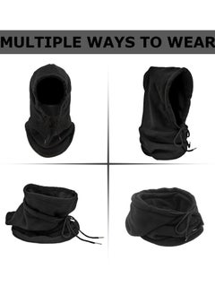 SYOSI Windproof Skimask, 2 Pcs Balaclava, Mask Hood Hat, Black Thermal Fleece Face Masks, Hat Snood, Neck Warmer, Ski Face Scarf Snood Thermal for Men Women, One Size, for Moto Ski Cycling  - Image 4