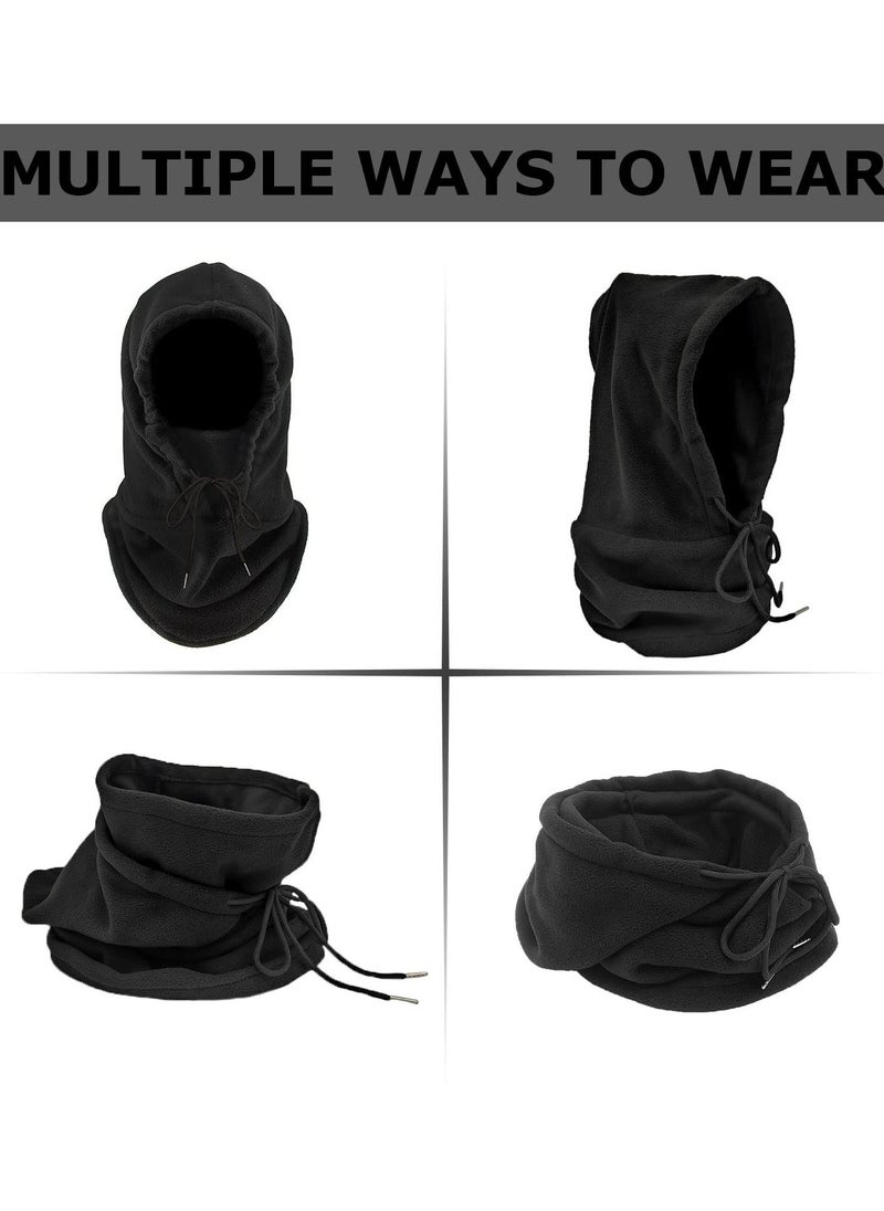 SYOSI Windproof Skimask, 2 Pcs Balaclava, Mask Hood Hat, Black Thermal Fleece Face Masks, Hat Snood, Neck Warmer, Ski Face Scarf Snood Thermal for Men Women, One Size, for Moto Ski Cycling - Image 4