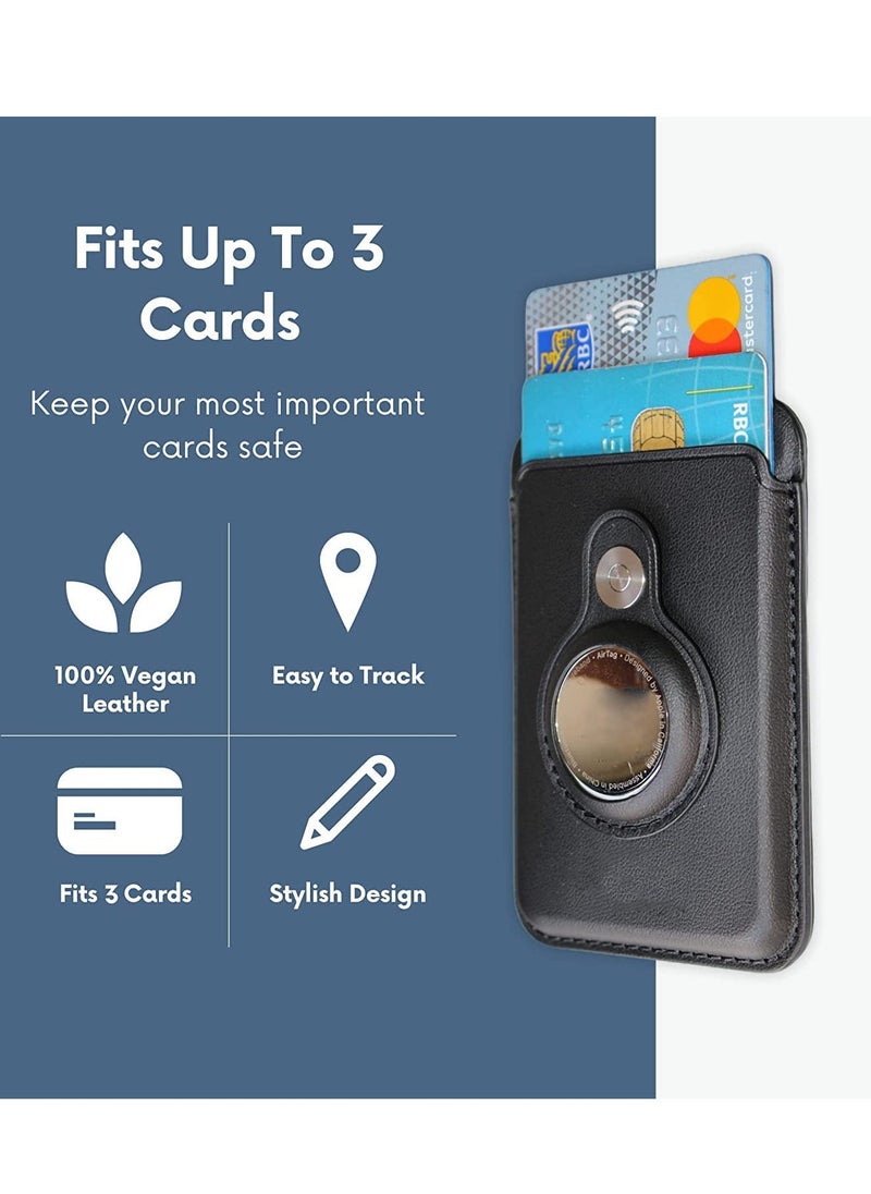 SYOSI - MagSafe Compatible Wallet with AirTag Pocket AirTag Case Magnetic Card Wallet Case Compatible with MagSafe Devices iPhone 12 Mini iPhone 12 iPhone 12 Pro iPhone 12 Pro Max Black - Image 1