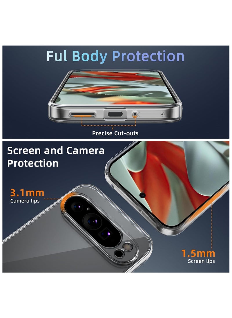 For Google Pixel 9 (5G) Transparent Tpu Silicone Back Cover , Anti Yellowing And High Protective From Shocks Compatible With Google Pixel 9 (5G) (6.3'') (Transparent)