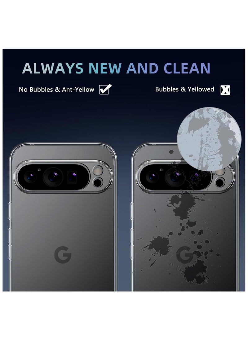 For Google Pixel 9 (5G) Transparent Tpu Silicone Back Cover , Anti Yellowing And High Protective From Shocks Compatible With Google Pixel 9 (5G) (6.3'') (Transparent)