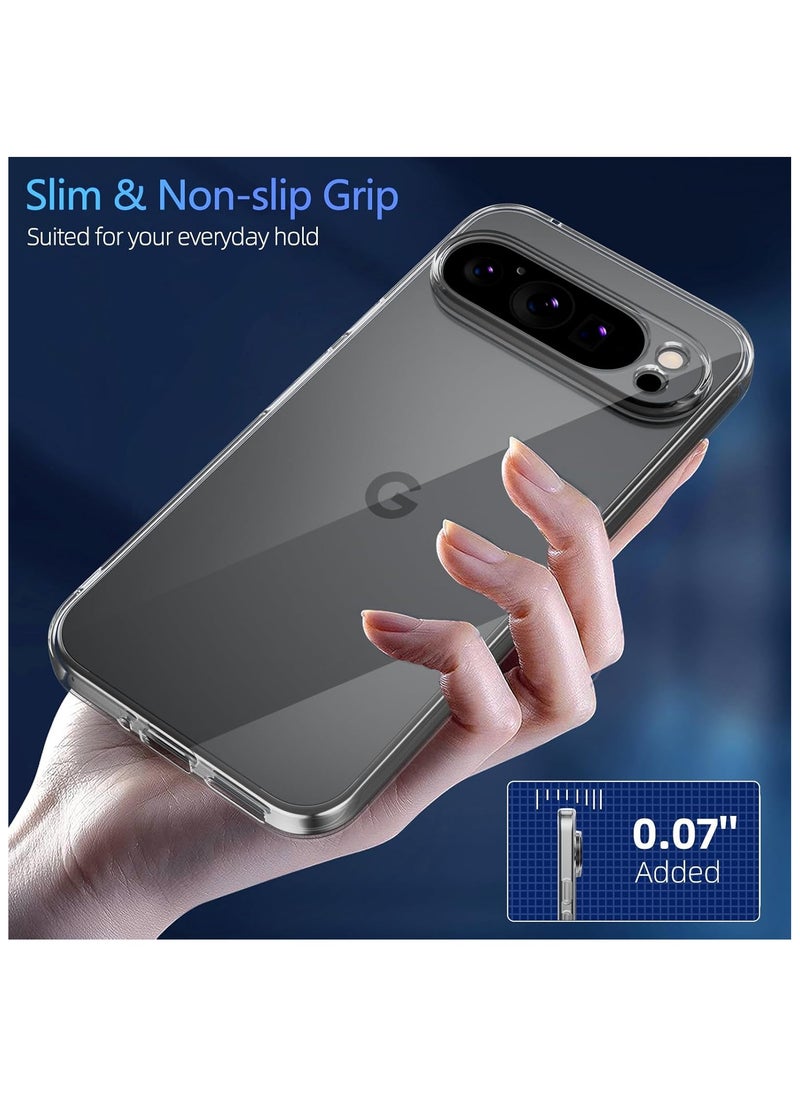 For Google Pixel 9 (5G) Transparent Tpu Silicone Back Cover , Anti Yellowing And High Protective From Shocks Compatible With Google Pixel 9 (5G) (6.3'') (Transparent)