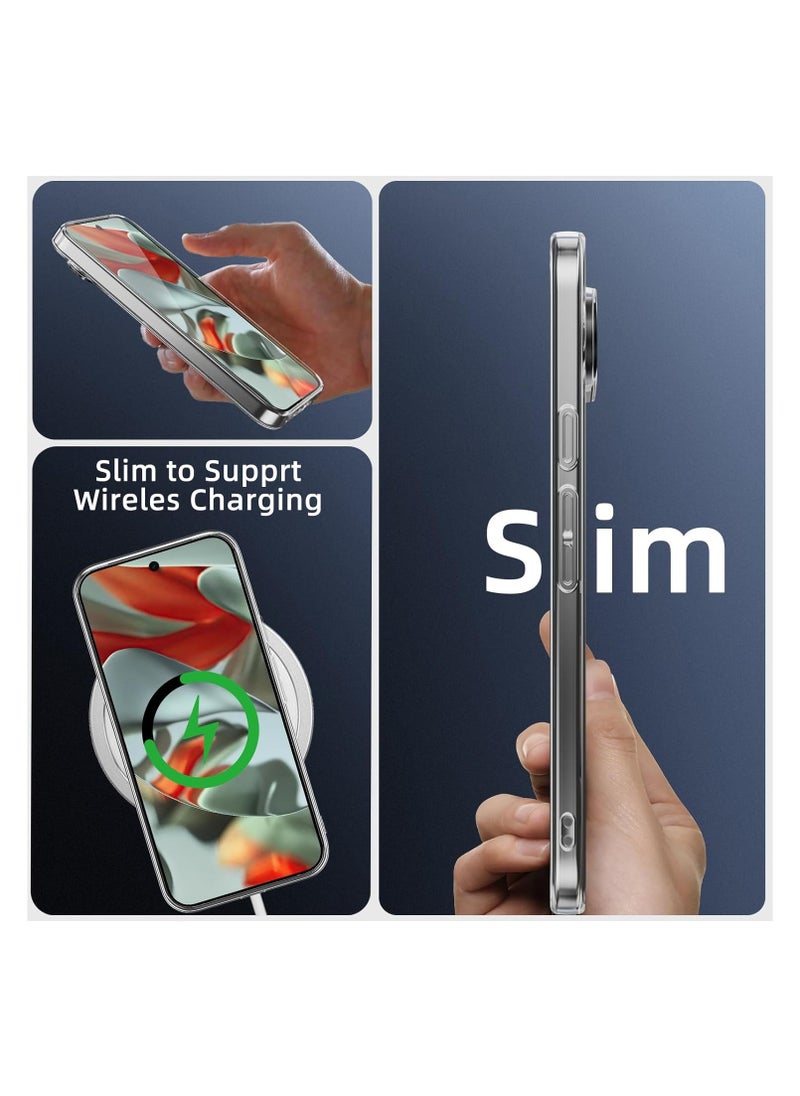 For Google Pixel 9 (5G) Transparent Tpu Silicone Back Cover , Anti Yellowing And High Protective From Shocks Compatible With Google Pixel 9 (5G) (6.3'') (Transparent)