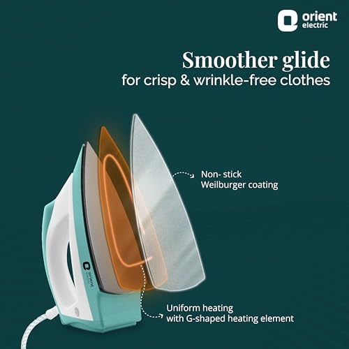 Orient Electric Fabrijoy 1000 Watt Dry Iron for clothes with Weilburger Non Stick Soleplate coating | 5 level safety| 2 Years Replacement Warranty by Orient - Image 4