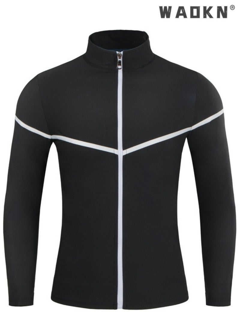 Sauna Suit for Men Sweat Sauna Jackets Workout Shirt Body Shaper Slimming Fitness Shapewear Long Sleeve,Shape Weight Loss Zipper Jacket Long Sleeve,Gym Workout Tops Body Shaper Sweat Suits Black