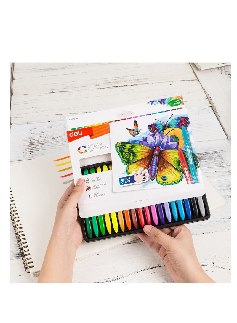 Deli مجموعة أقلام تلوين بلاستيكية مكونة من 18 قطعة متعددة الألوان - Image 3