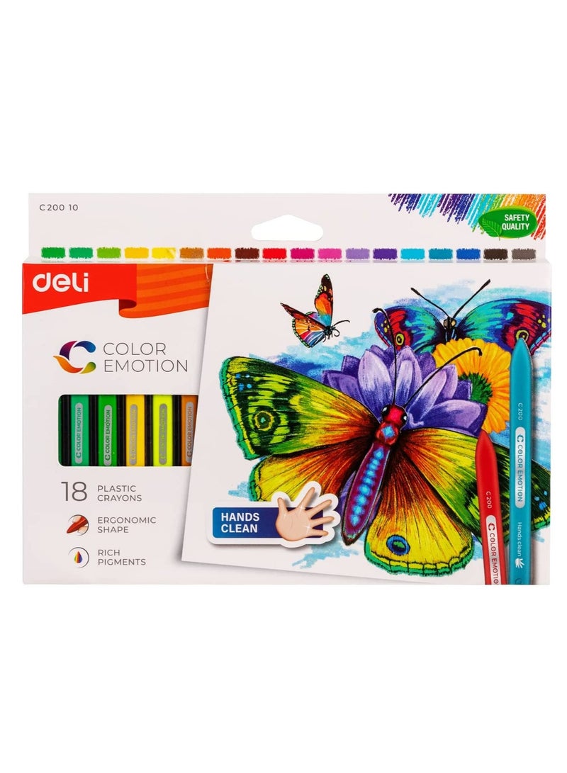 Deli مجموعة أقلام تلوين بلاستيكية مكونة من 18 قطعة متعددة الألوان - Image 1