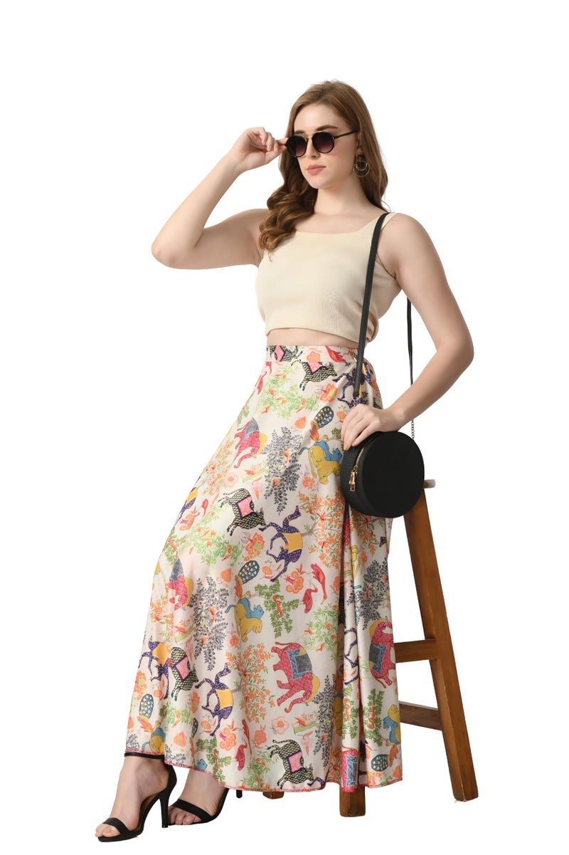 VAGISHA Cotton Blend Printed Full Long Flared Skirt For Women/Girls/Ladies (XXL),Multicolor - Image 1