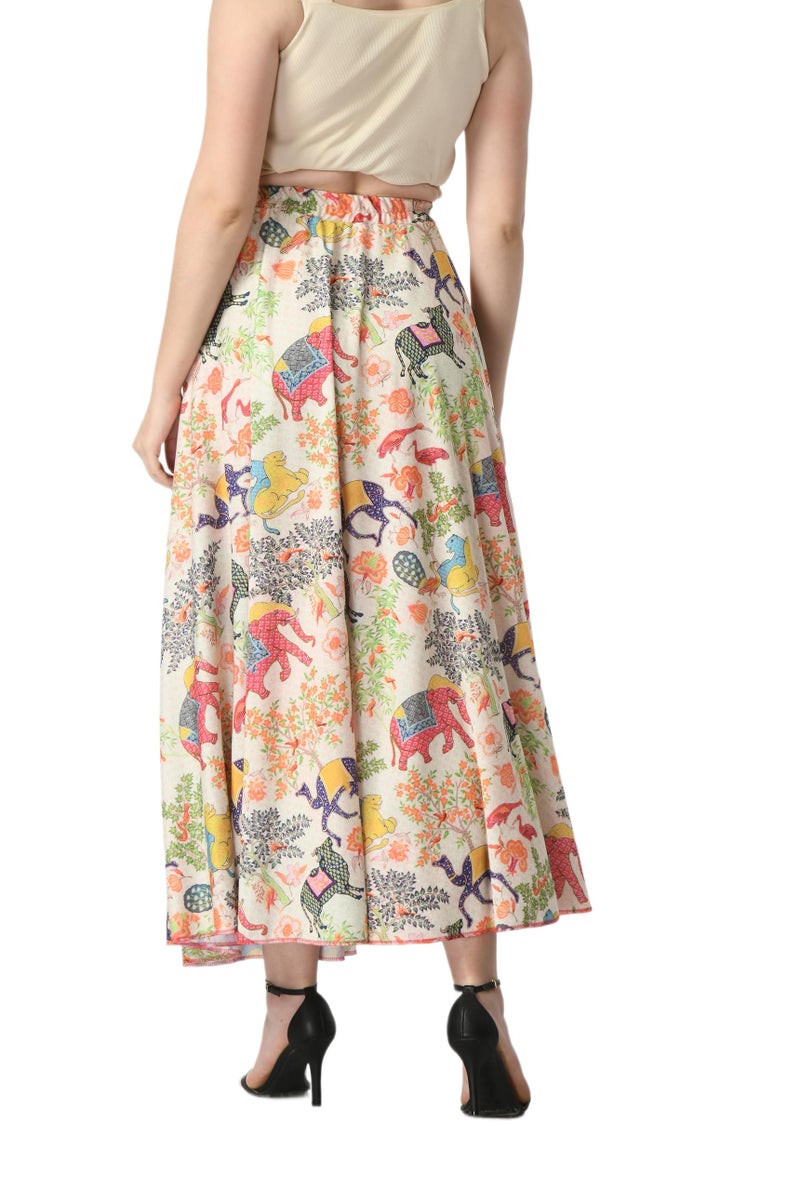 VAGISHA Cotton Blend Printed Full Long Flared Skirt For Women/Girls/Ladies (XXL),Multicolor - Image 4