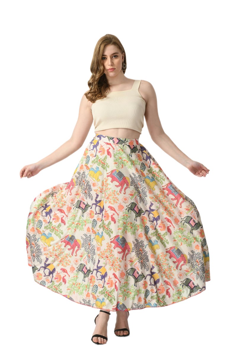 VAGISHA Cotton Blend Printed Full Long Flared Skirt For Women/Girls/Ladies (XXL),Multicolor - Image 2