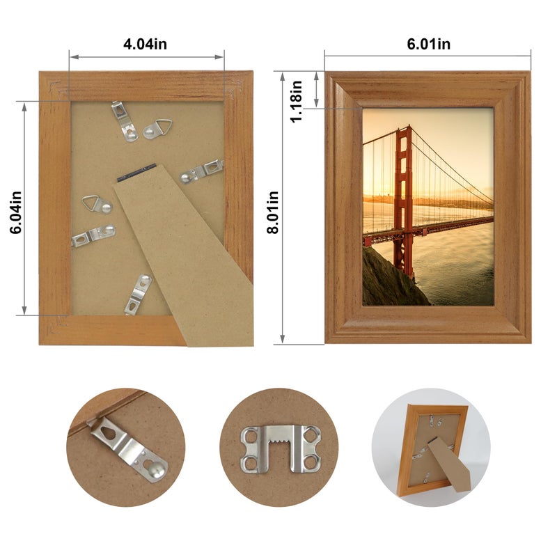 iRahmen 4x6 Picture Frame Set of 4  Rustic Picture Frames with HD Glass  Display Pictures 4 x 6 Without Mat  Wood Farmhouse Style Frames for Desktop Display and Wall Mounting - Image 3