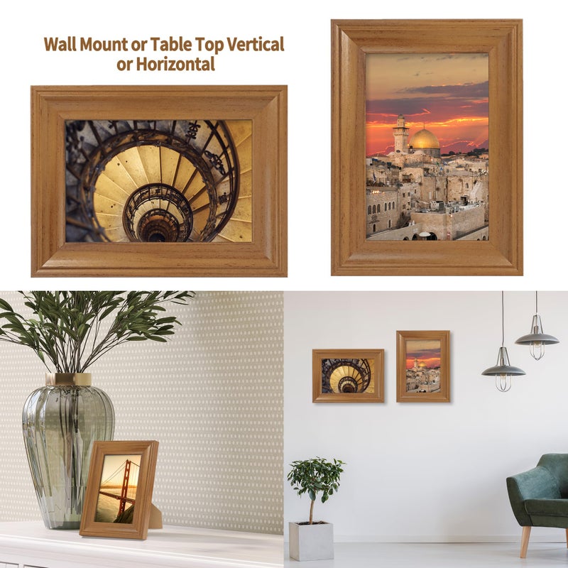 iRahmen 4x6 Picture Frame Set of 4  Rustic Picture Frames with HD Glass  Display Pictures 4 x 6 Without Mat  Wood Farmhouse Style Frames for Desktop Display and Wall Mounting - Image 5