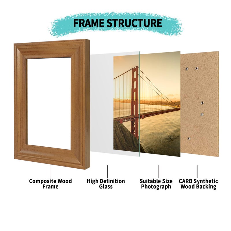 iRahmen 4x6 Picture Frame Set of 4  Rustic Picture Frames with HD Glass  Display Pictures 4 x 6 Without Mat  Wood Farmhouse Style Frames for Desktop Display and Wall Mounting - Image 4