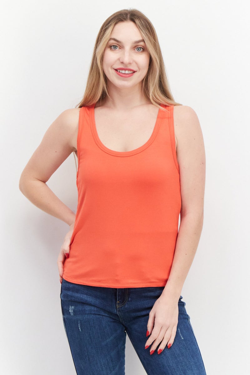 Gentle Fawn Women U Neck Sleeveless Plain Tank Top, Red  - Image 1