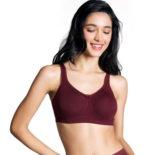 NYKD Encircled with Love Everyday Cotton Bra for Women Non Padded, Wirefree, Full Coverage - Side Support Shaper - Bra, NYB169, WINDSOR WINE, 38DD, 1N - Image 1