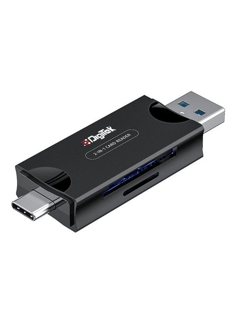 Digitek (DCR-007) USB-A 3.0 & Type C High-Speed Multi-Card Reader Supports All Standard SD/SDHC/SDXC and Micro SD/Micro SDHC/Micro SDXC Cards.