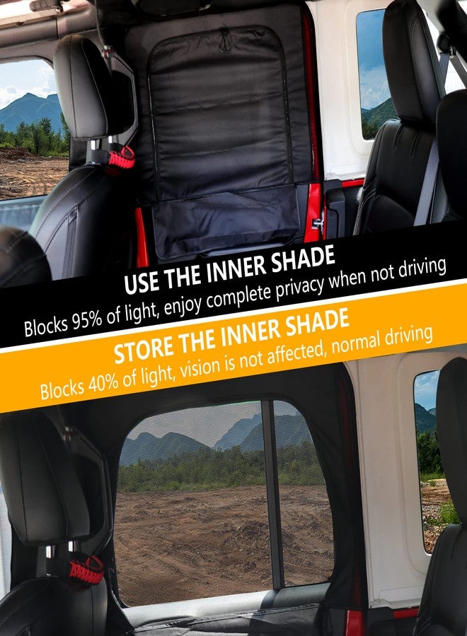 RERPRO Rear Side Window Blackout Sun Shades Screen Curtains Compatible with 2007-2024 Jeep Wrangler JK JL 4 Door 4XE Gladiator JT Accessories Breathable Mesh Cover for Baby Pets UV/Privacy Protection - Image 3