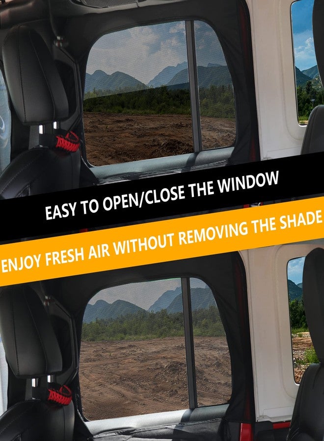 RERPRO Rear Side Window Blackout Sun Shades Screen Curtains Compatible with 2007-2024 Jeep Wrangler JK JL 4 Door 4XE Gladiator JT Accessories Breathable Mesh Cover for Baby Pets UV/Privacy Protection - Image 4