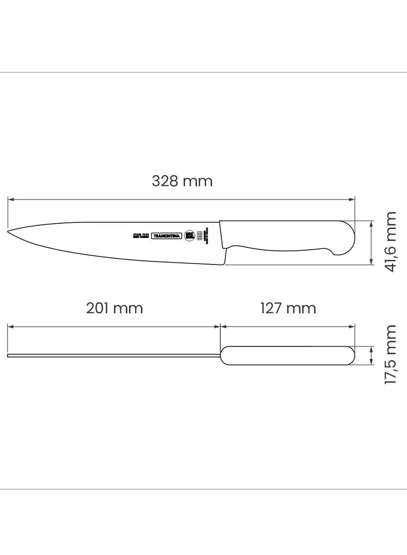 ترامونتينا Tramontina Professional 8 Inches Meat Knife with Stainless Steel Blade and Brown Polypropylene Handle with Antimicrobial Protection