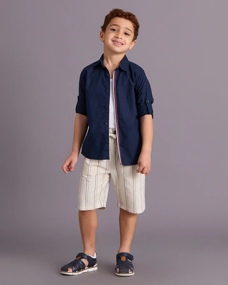 Redtag Boys Cream Striped Active Shorts