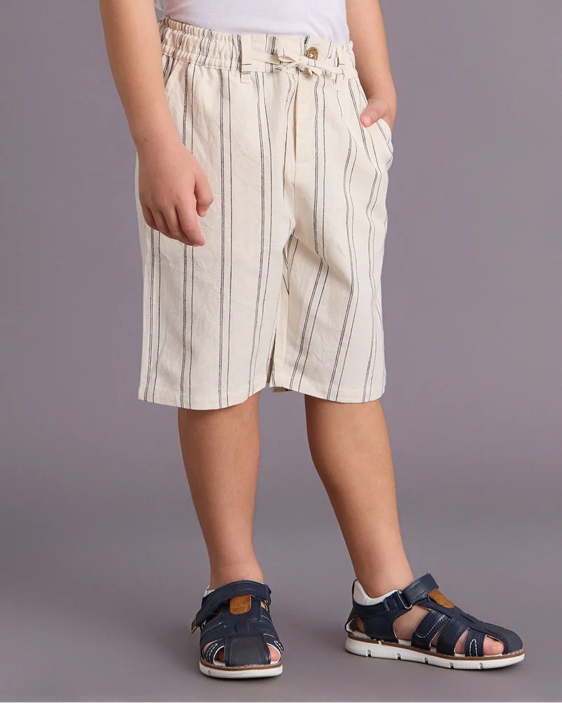 Redtag Boys Cream Striped Active Shorts