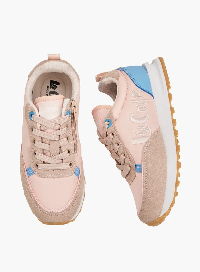 لي كوبر Girls' Panelled Lace-Up Sneakers with Pull Tab