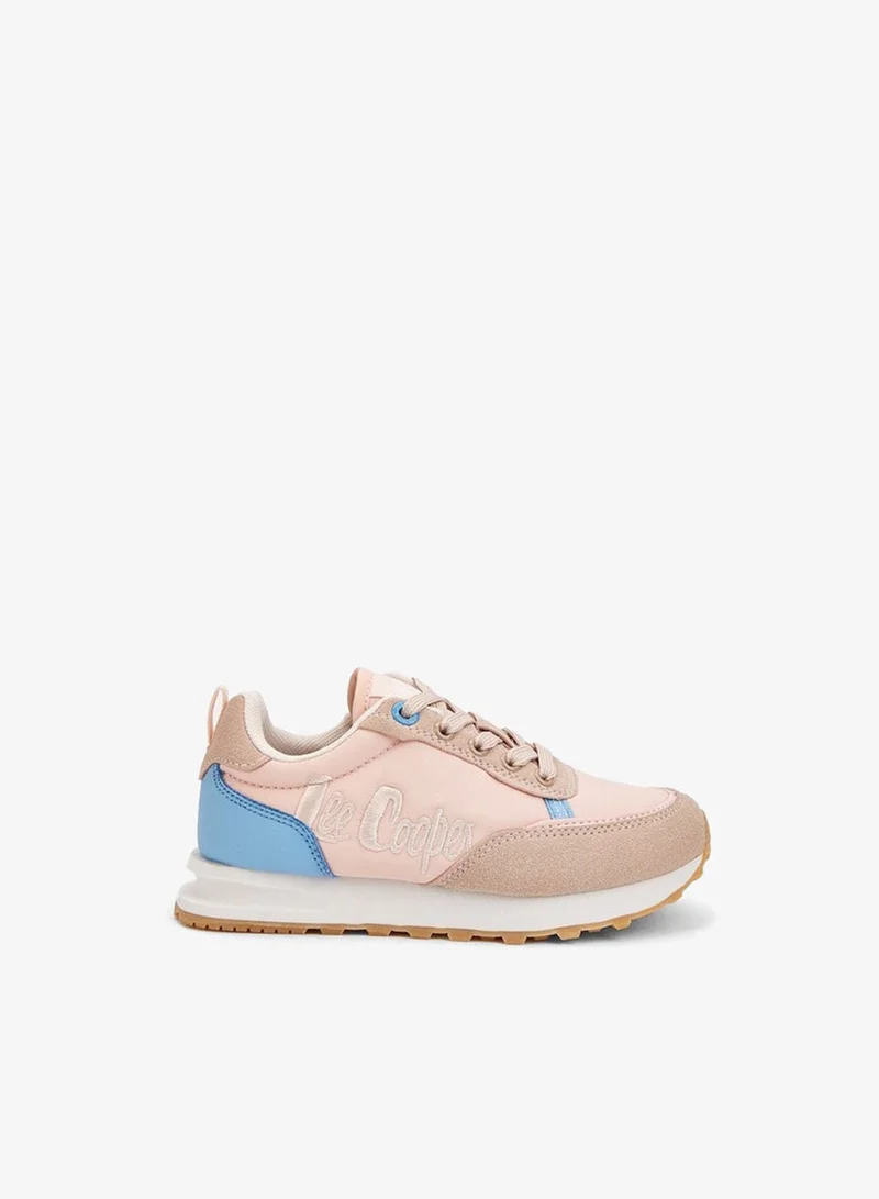 Lee Cooper Girls' Panelled Lace-Up Sneakers with Pull Tab