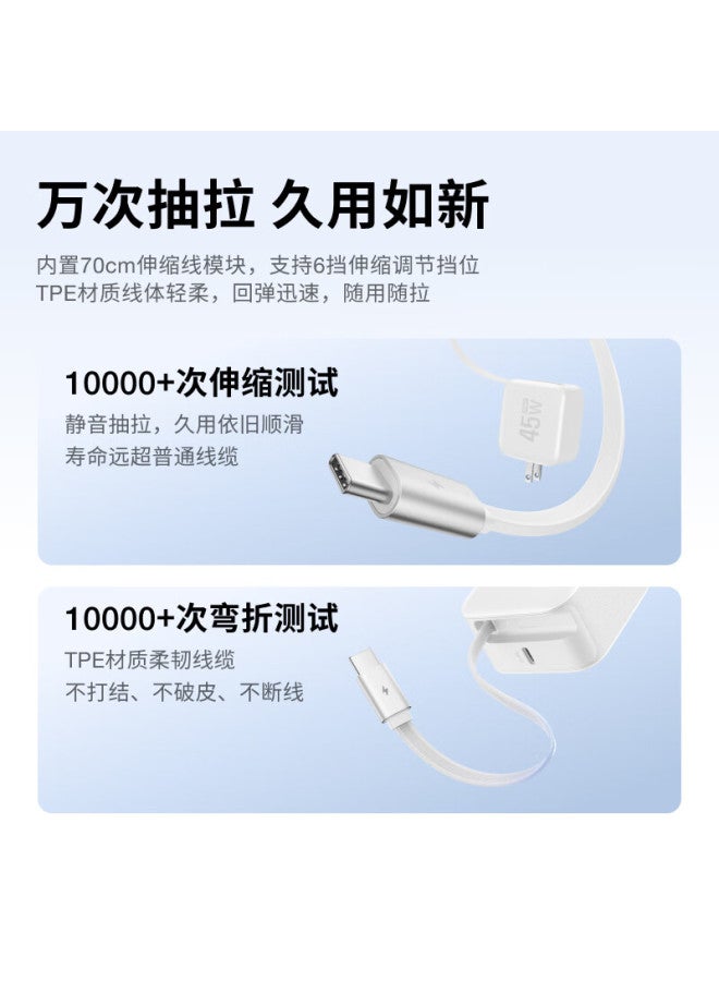 ECOFLOW Zhenghao 45w Gan Fast Charger With Retractable Cable For Apple Huawei Samsung Phones Laptops Macbook Pro Apple 17 Black - Image 2
