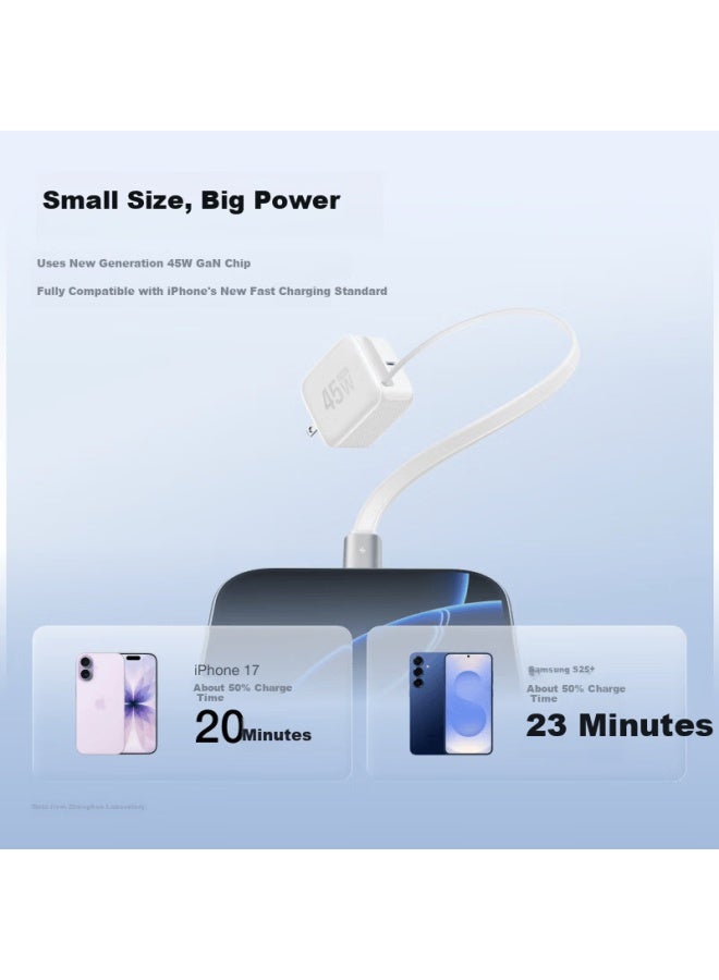 ECOFLOW Zhenghao 45w Gan Fast Charger With Retractable Cable For Apple Huawei Samsung Phones Laptops Macbook Pro Apple 17 Black - Image 3