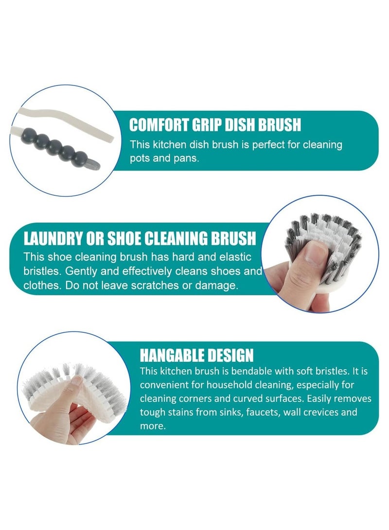 4 Pack Cleaning Brush Set, Multipurpose Kitchen and Bathroom Brushes, Durable Nylon Bristles, Ergonomic Handle, for Dishes, Pots, Pans, Sinks, Bottles, Shoes, and More - Image 3