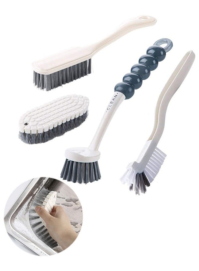 4 Pack Cleaning Brush Set, Multipurpose Kitchen and Bathroom Brushes, Durable Nylon Bristles, Ergonomic Handle, for Dishes, Pots, Pans, Sinks, Bottles, Shoes, and More - Image 1