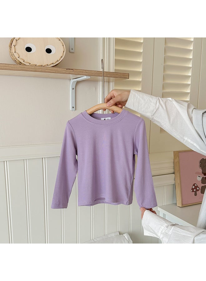 Children's Clothing Girls Soft Mask T-shirt Autumn And Winter New Boys Candy Round Neck Top Long-sleeved White Bottoming Shirt