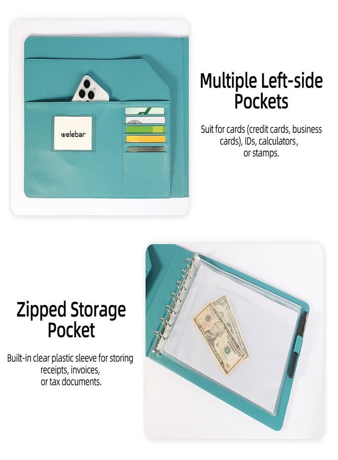 Welebar 7-Ring Business Check Binder for 9 x 13 Sheets, 600 Checks Capacity PU Leather Portfolio with Storage Organizer & Zippered Pouch - Image 3
