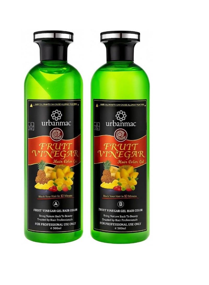 URBANMAC Fruit Vinegar Gel Hair Color Natural Hair Color Dye for Black Hair Dye (BLACK, Dye(500ml x 2 PACK OF 2)) - Image 3
