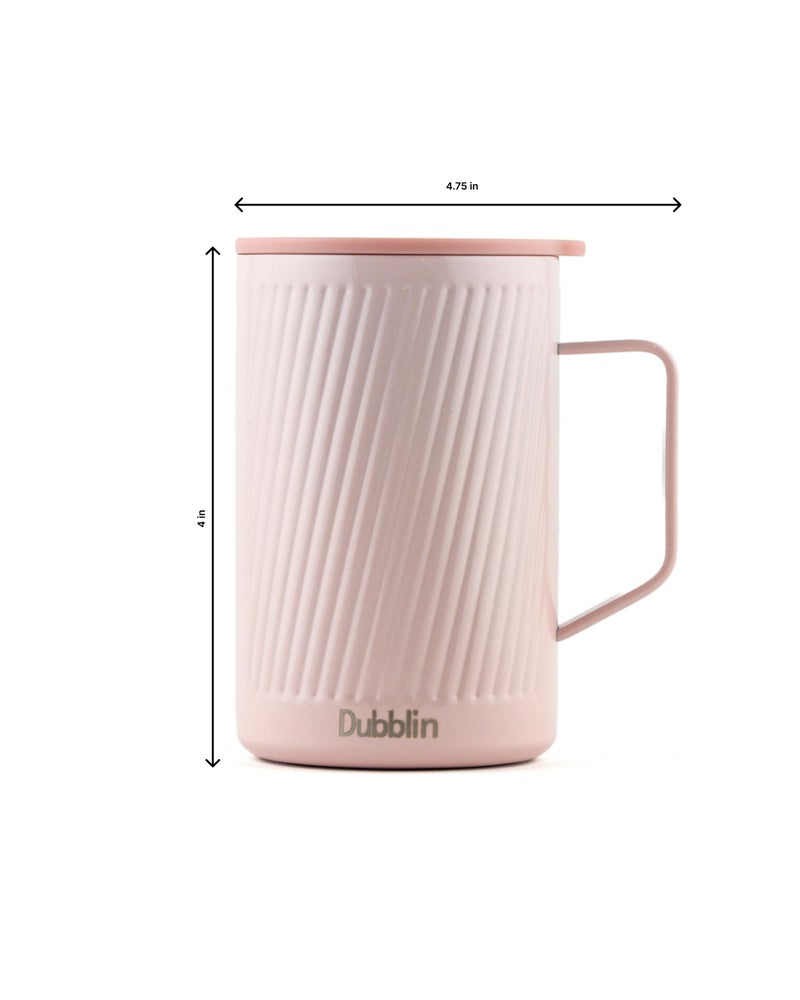 DUBBLIN Soccer Stainless Steel Unbreakable Tea Coffee Mug Double Wall with Handle and Lid, Wide Mouth Mug Keeps Beverages Hot & Cold 350 ML Pink - Image 3