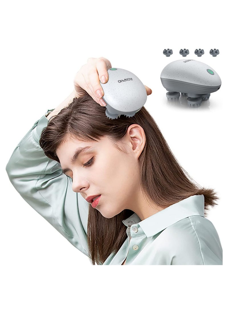 RENPHO - Waterproof Portable Electric Scalp Massager With 4 Replacement Massage Heads- Grey - Image 1